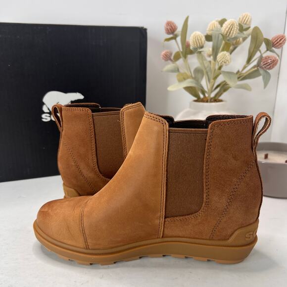 Sorel Evie II Chelsea Boot Waterproof Leather/Suede Wedge Brown Women 7 NWB - Picture 6 of 11